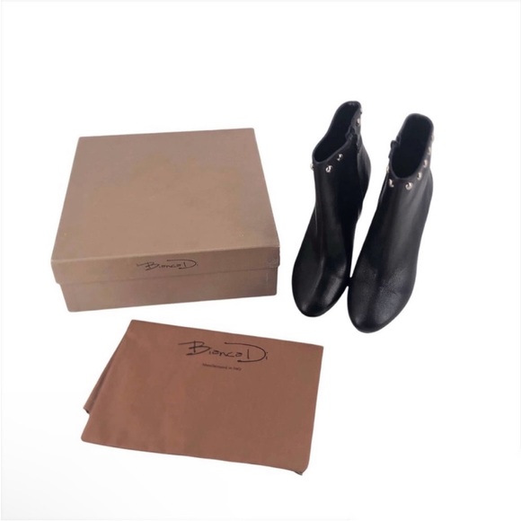 Bianca Di Ankle Bootie Studded Studs Black Leather Womens EU 38 NIB $175 - Picture 10 of 10